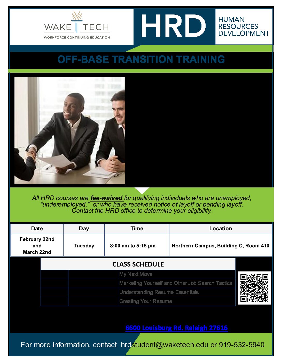 OffBase Transition Training North Carolina Governor's Working Group